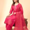 Women's Pure Cotton Bandhani Kurta Set with Palazzo & Dupatta