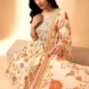 Premium Mal Chanderi Digital Print Flared Anarkali Kurta Set with Silk Pants & Dupatta