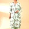 Women's Pure Cotton Floral Print Kurta Set with Palazzo & Dupatta