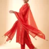 Premium Rust Mal Chanderi A-Line Festive Kurta Set
