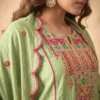 Premium Mal Chanderi Embroidered A-Line Kurta Set with Silk Pants & Dupatta