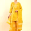 Yellow Cotton Bandhani & Lehariya Short Kurta Set with Palazzo
