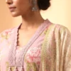 Pink Floral Pure Cotton Short Kurta Set with Farshi Salwar & Dupatta