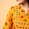 Rust Pure Cotton Bandhani Short Kurta Set with Farshi Salwar & Dupatta