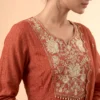 Premium Mal Chanderi Embroidered Anarkali Suit Set with Silk Pants & Dupatta