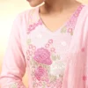 Premium Pink Mal Chanderi Embroidered Anarkali Suit Set