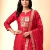 Embroidered Cotton Silk Kurta Set with Banarasi Dupatta