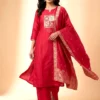 Embroidered Cotton Silk Kurta Set with Banarasi Dupatta
