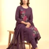 Premium Mal Cotton Embroidered Purple Kurta Set with Palazzo & Dupatta