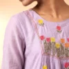 Premium Purple Mal Chanderi Anarkali Kurta Set with Silk Pants & Dupatta