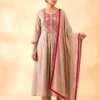 Premium Mal Chanderi Anarkali Festive Kurta Set with Handwork