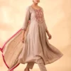 Premium Mal Chanderi Anarkali Festive Kurta Set with Handwork