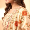 Premium Mal Chanderi Digital Print Flared Anarkali Kurta Set with Silk Pants & Dupatta